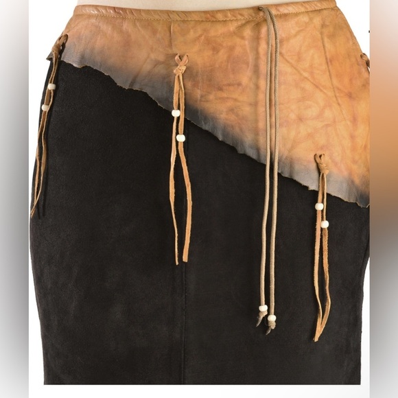 KOBLER LEATHER WOMEN'S LEATHER & FRINGE SIOUX SUEDE SKIRT Size M EUC - Picture 4 of 8